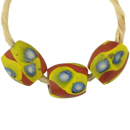 Antique African Trade Beads: Matching Oval Millefiori Mosaic Beads