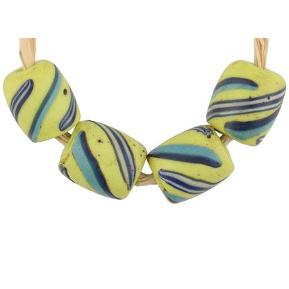Antique Green Fancy Swirl Venetian Lampwork Trade Beads 12Mm