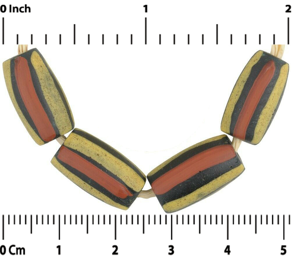 Antique Striped Venetian Lampwork Trade Beads - 15X9Mm Glass - alternate view