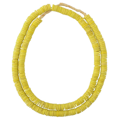 Old Bohemian Czech Yellow Disk Glass Trade Beads - African Spacers