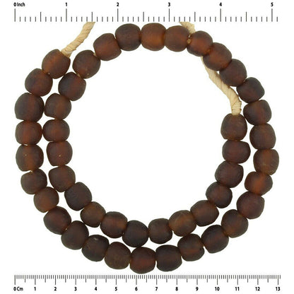 Authentic Bottletranslucent Powder Glass Beads - 12-13Mm, Ghana