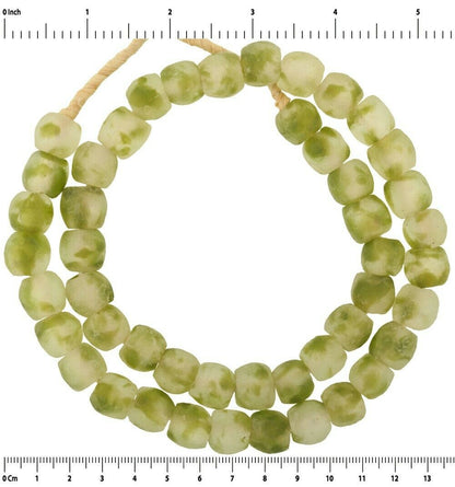 Handmade Recycled Glass Beads Necklace - African Trade Beads - close-up