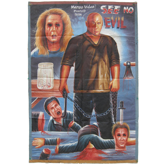 See No Evil - Original Ghana Hand-Painted Horror Movie Poster - horror scene artwork