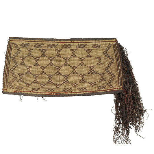 African Tuareg Woven Straw Leather Carpet Mat Niger Sahara