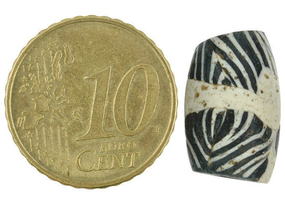 Antique Islamic Banded Folded Glass Bead - Fustat Trade Bead - close-up