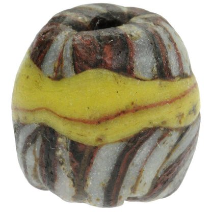 Rare Antique Islamic Banded Folded Glass Bead, Fustat 10X10Mm