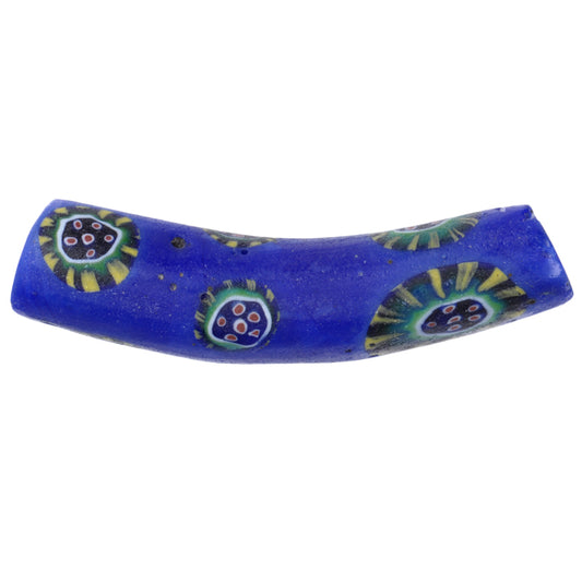 Rare Antique "Peacock" Elbow Millefiori Venetian Mosaic Trade Bead - 33Mm