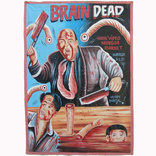 Braindead Movie Poster Hand-Painted Horror Film From Ghana - horror scene artwork