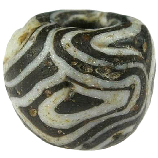 Rare Antique Islamic Folded Glass Bead From Fustat, Egypt