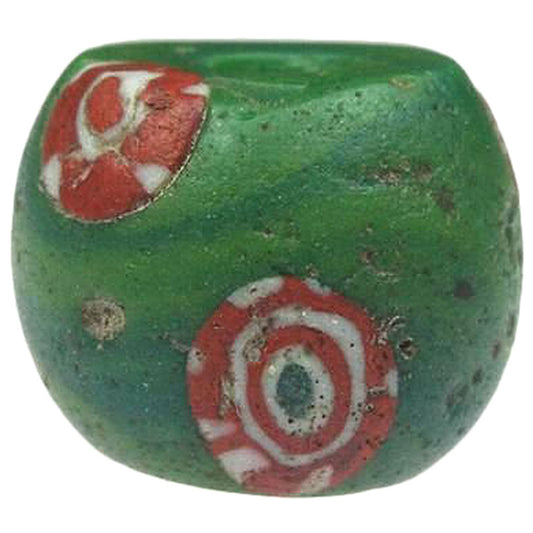 Rare Green Islamic Mosaic Glass Bead, Fustat, C.1200 Ad