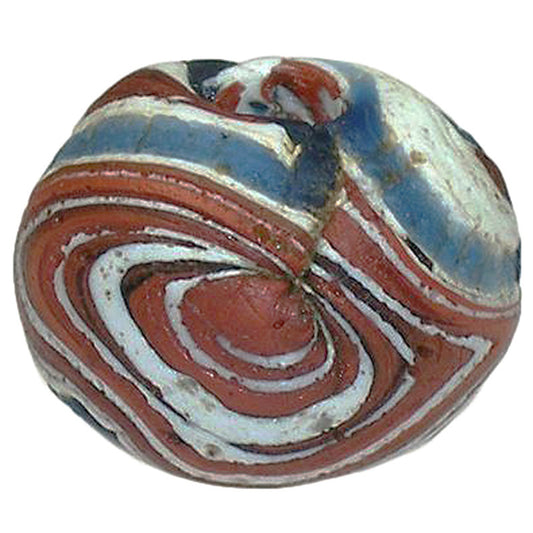 Antique Fustat Folded Glass Bead - Islamic Period, 12Th Century