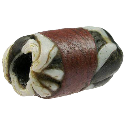 Rare Fustat Islamic Banded Folded Glass Bead, 12Mm