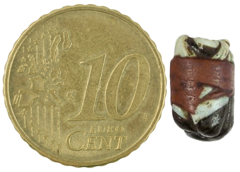 Rare Fustat Islamic Banded Folded Glass Bead, 12Mm - zoomed-in detail