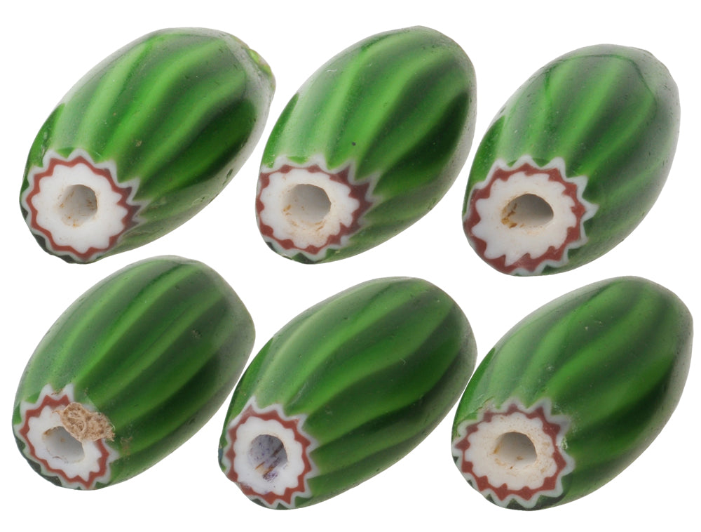 Large Green 4 Layer Chevron Beads | Antique Venetian Trade Set - alternate view