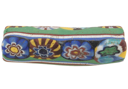 Rare Antique Venetian Elbow Millefiori Mosaic Trade Bead - African Trade - close-up