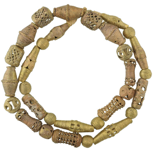 New Diverse Tabular Ashanti Brass Beads - Ancient Craftsmanship