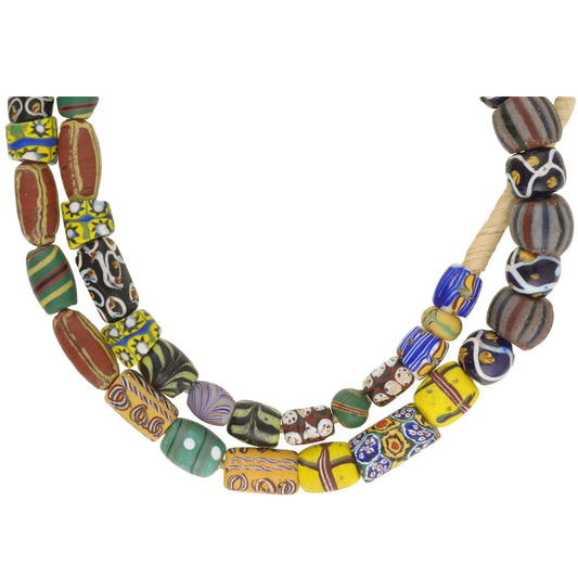 Antique Venetian Glass Trade Beads Strand, African Lampwork Beads, 67 Cm