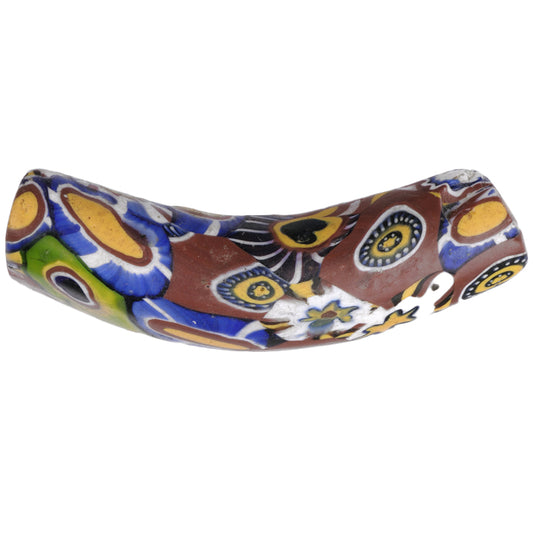 Rare Antique Elbow Multimurrine Millefiori Venetian Mosaic African Trade Bead - horror scene artwork