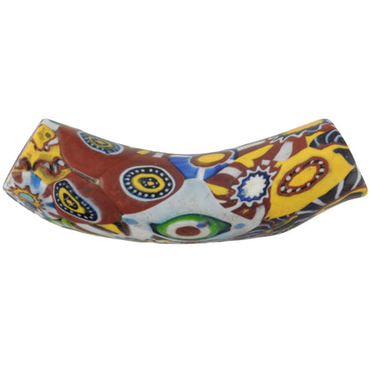 Rare Antique Elbow Millefiori Venetian Mosaic African Trade Bead, 42X11Mm
