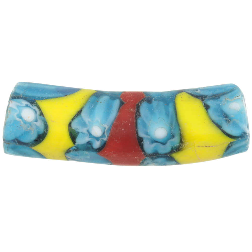 Rare Antique Red Banded Elbow Millefiori Venetian Glass Trade Bead