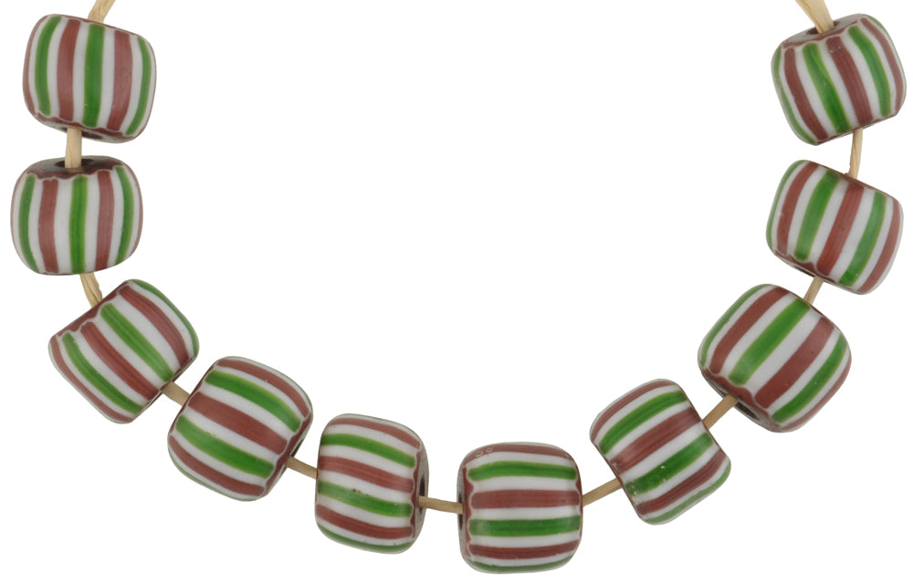 Large 4-Layer Chevron Beads - Antique Venetian Trade Beads 8-9Mm - close-up