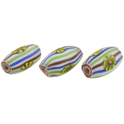 Rare 4-Layer Venetian Chevron Beads With Inserted Murrine 13Mm