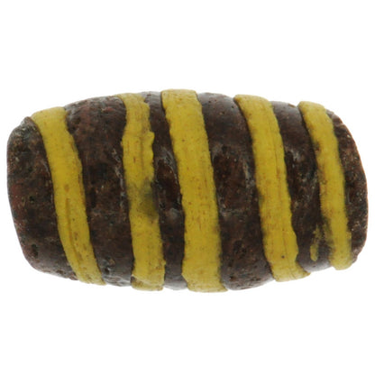 Rare Brown & Yellow Antique Islamic Glass Trade Bead - Fustat 1200 Ad - alternate view